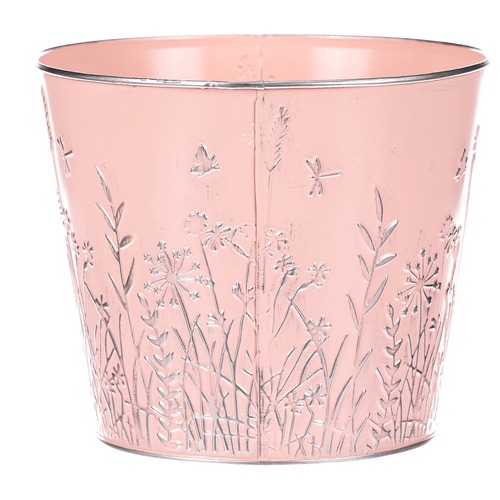 Obal na květiny kovový - barva růžová.