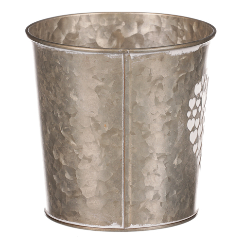 Obal z kovu na květiny, v  tmavě krémové barvě se srdcem