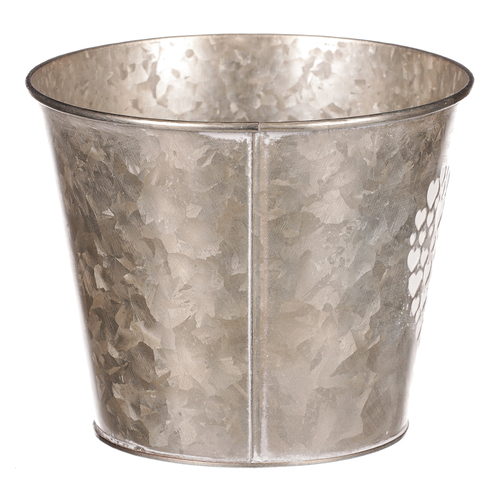 Obal z kovu na květiny, v tmavě krémové barvě se srdcem