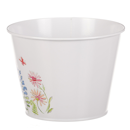 Obal na květiny - kulatý, květinový design, vel. L, bílý