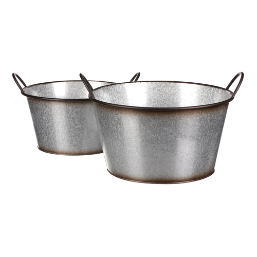 Kovový obal na květiny, sada 2ks, design s ptáčky.