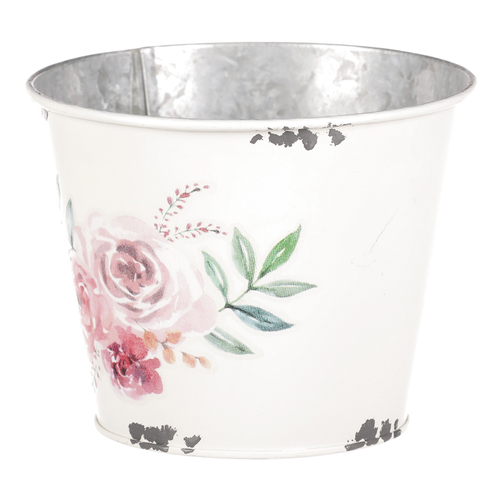 Kovový obal na květiny, design s růžemi.