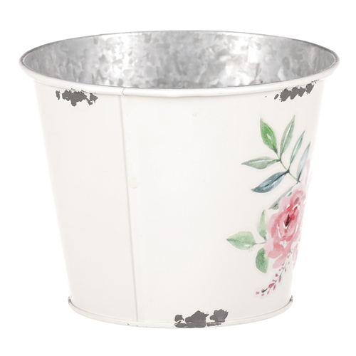 Kovový obal na květiny, design s růžemi.