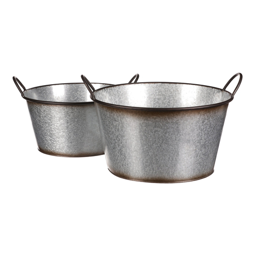 Kovový obal na květiny, sada 2ks. Design s růžemi.