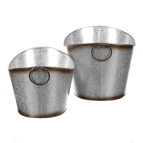 Kovový obal na květiny. Sada 2ks. Design s růžemi.