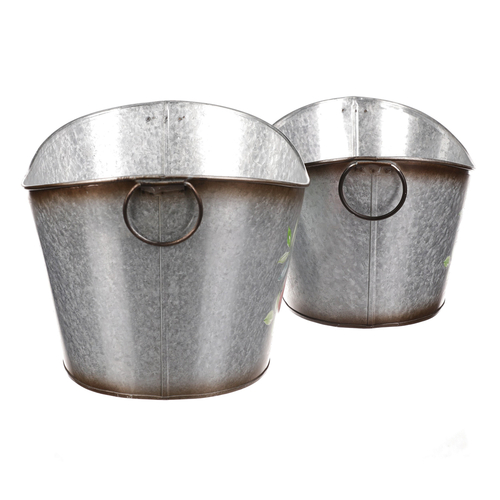 Kovový obal na květiny. Sada 2ks. Design s růžemi.