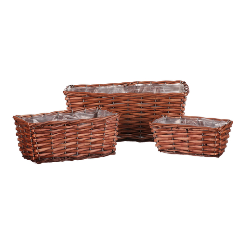 Truhlík proutěný - hranatý, světle hnědý, cena za sadu 3 ks