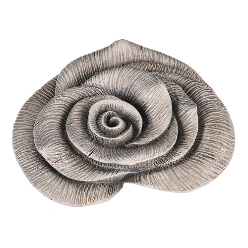 Květ růže ve tvaru srdce - polyresin, šedý