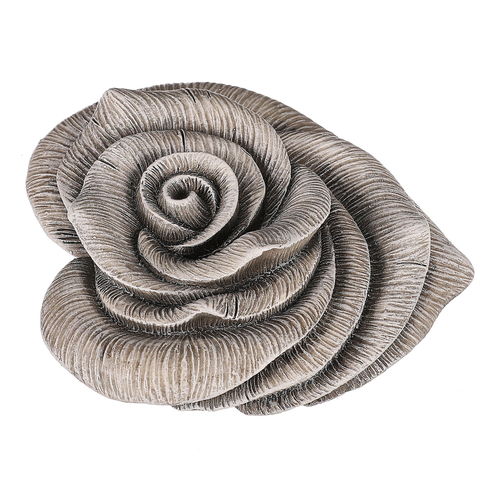 Květ růže ve tvaru srdce - polyresin, šedý