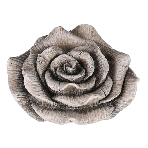 Květ růže v klasickém tvaru - polyresin, šedý