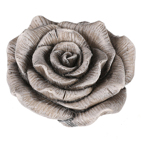 Květ růže v klasickém tvaru - polyresin, šedý
