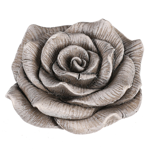 Květ růže v klasickém tvaru - polyresin, šedý