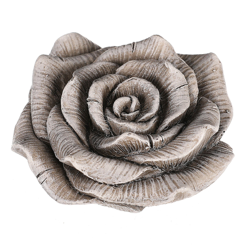Květ růže v klasickém tvaru - polyresin, šedý