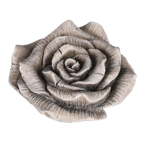 Květ růže v klasickém tvaru - polyresin, šedý