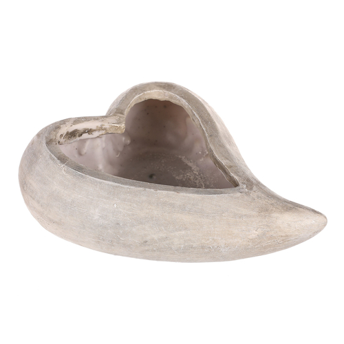 Obal květinový pietní  - tvar srdce, polyresin, šedý