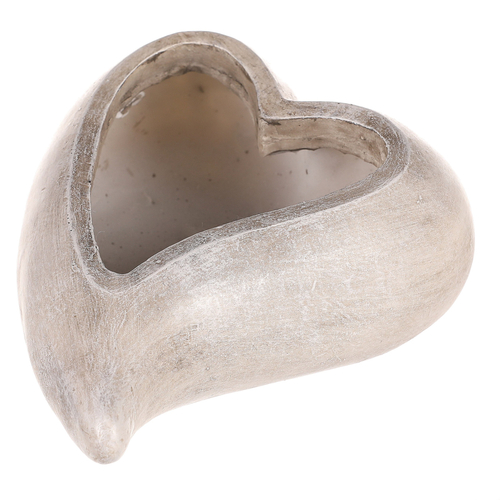 Obal květinový pietní  - tvar srdce, polyresin, šedý