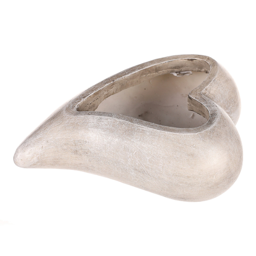 Obal květinový pietní  - tvar srdce, polyresin, šedý