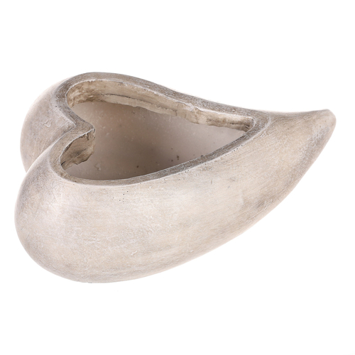 Obal květinový pietní  - tvar srdce, polyresin, šedý