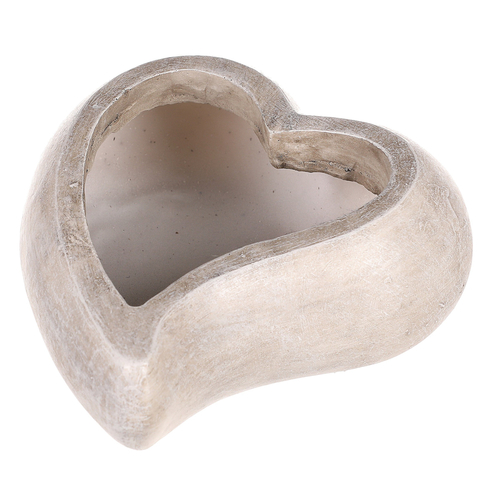 Obal květinový pietní - tvar srdce, polyresin, šedý