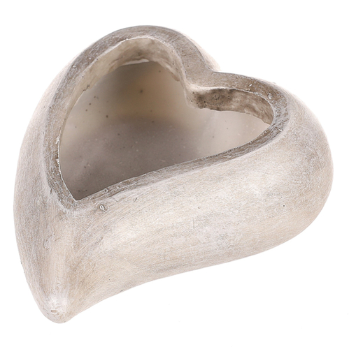 Obal květinový pietní  - tvar srdce, polyresin, šedý