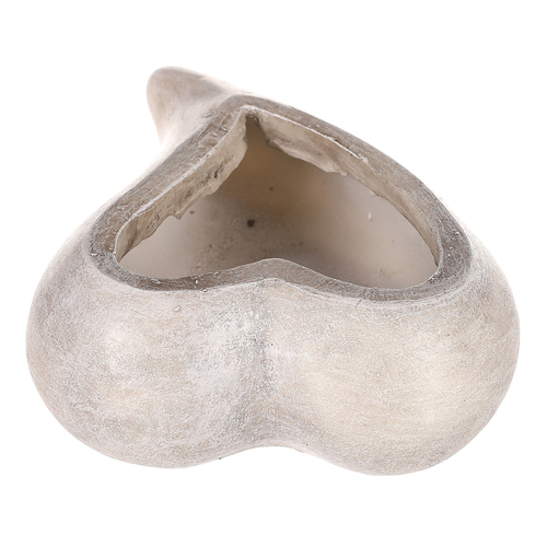 Obal květinový pietní  - tvar srdce, polyresin, šedý