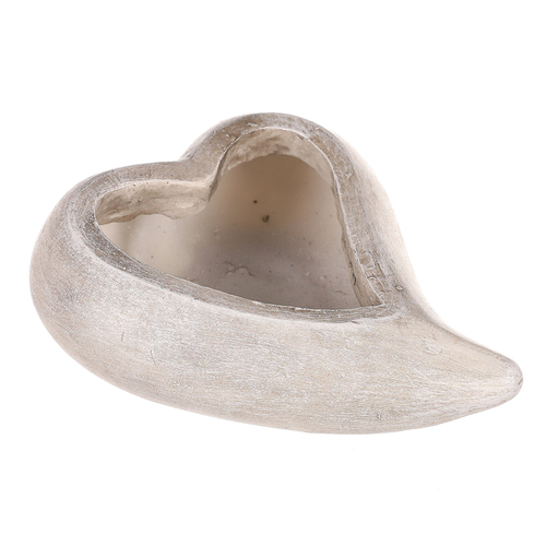 Obal květinový pietní  - tvar srdce, polyresin, šedý