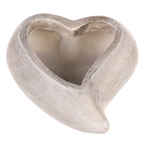 Obal květinový pietní  - tvar srdce, polyresin, šedý