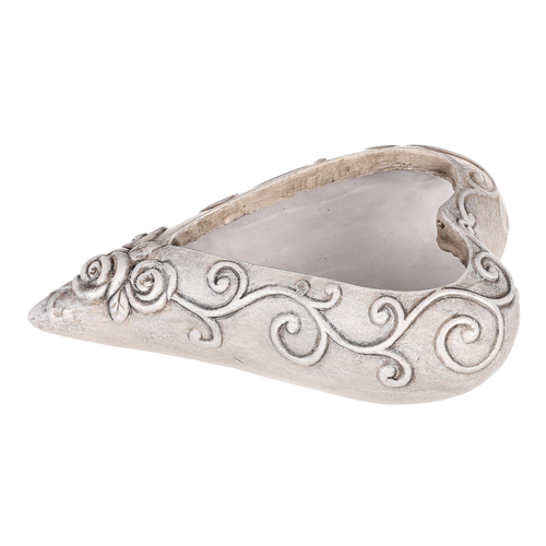 Obal květinový pietní - srdce s růžemi, polyresin, šedý