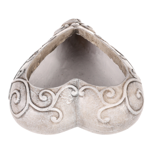 Obal květinový pietní - srdce s růžemi, polyresin, šedý