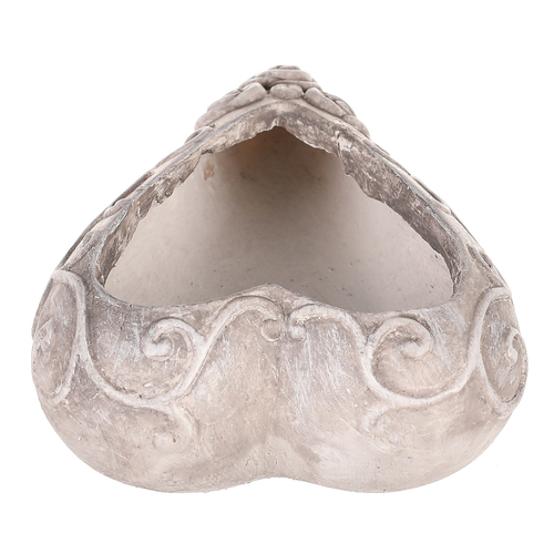 Obal květinový pietní - srdce s růžemi, polyresin, šedý