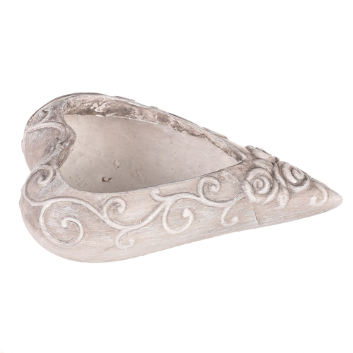 Obal květinový pietní - srdce s růžemi, polyresin, šedý