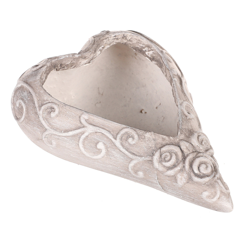 Obal květinový pietní - srdce s růžemi, polyresin, šedý