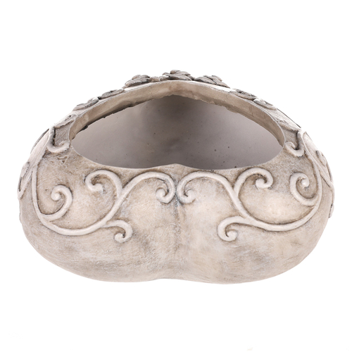 Obal květinový pietní - srdce s růžemi, polyresin, šedý