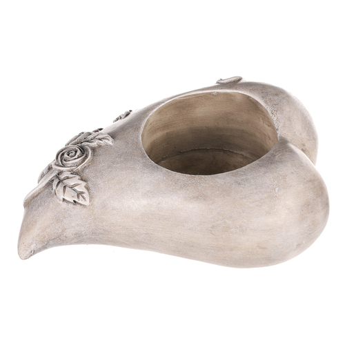 Srdce s růžemi - polyresin, na čaj./LED svíčku, šedé