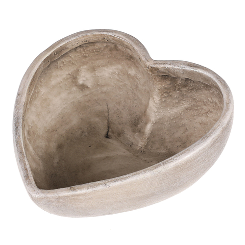 Obal květinový pietní - srdce, polyresin, šedý