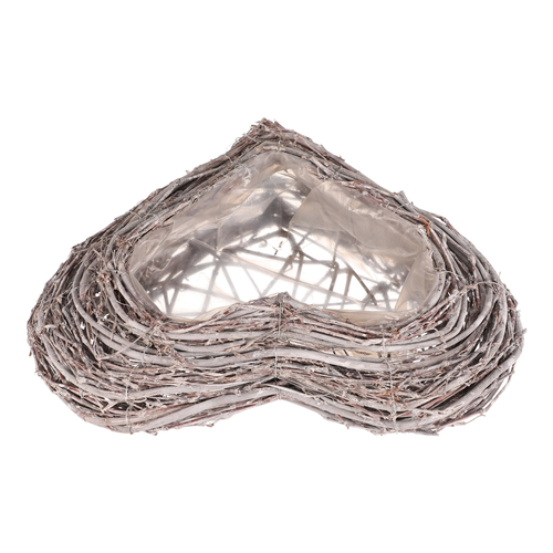 Obal na květiny pietní - proutěný, tvar srdce, šedý