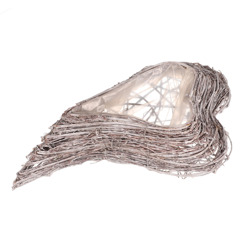 Obal na květiny pietní - proutěný, tvar srdce, šedý