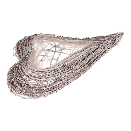 Obal na květiny pietní - proutěný, tvar srdce, šedý