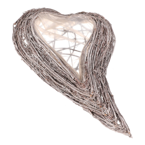 Obal na květiny pietní - proutěný, tvar srdce, šedý