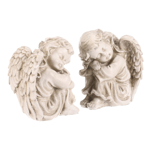 Anděl pietní - polyresin, sedící, sv. šedý, mix 2, cena za 1 ks