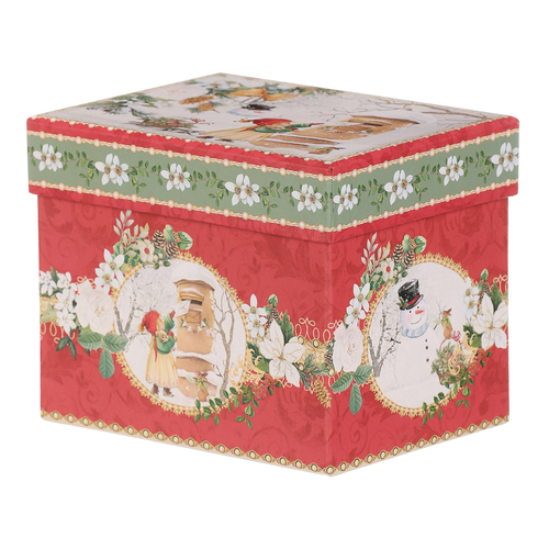Hrnek malovaný v dárkové dóze - zimní motiv, porcelán, barevný