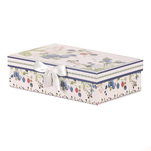 Hrneček s podšálky po 2 kusech - dárkový set, porcelán, bílý s lesními plody