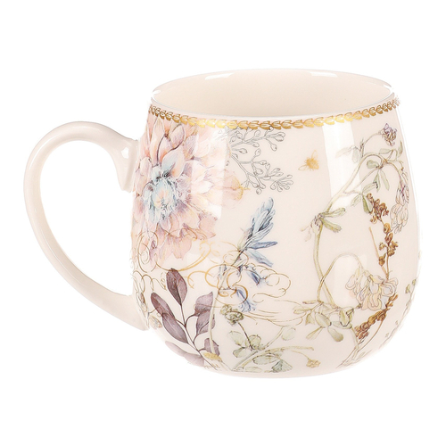 Hrneček v dárkové krabičce - porcelán, květinový motiv