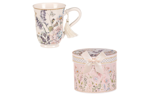 Hrneček v dárkové krabičce - porcelán, květinový motiv