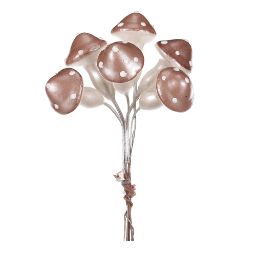 Houby na drátku, barva růžová perleť, cena za balení (48 ks)