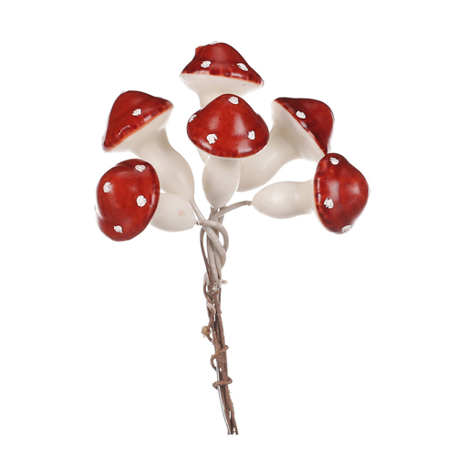 Houby na drátku, barva červená, cena za balení (48 ks)
