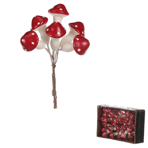 Houby na drátku - barva tmavě červená, cena za balení (48 ks)