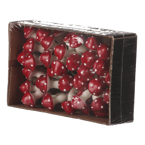 Houby na drátku - barva tmavě červená, cena za balení (48 ks)