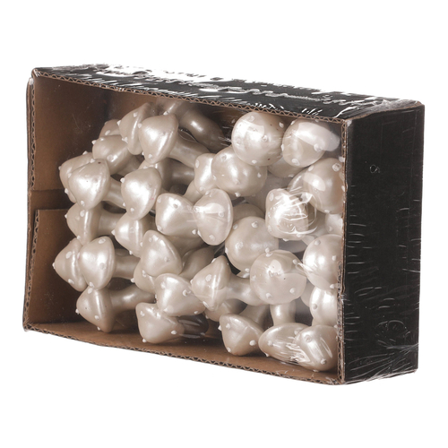 Houby na drátku, barva bílá perleť, cena za balení (48 ks)