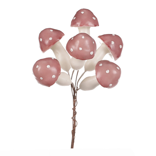 Houby na drátku, barva růžová, cena za balení (36 ks)